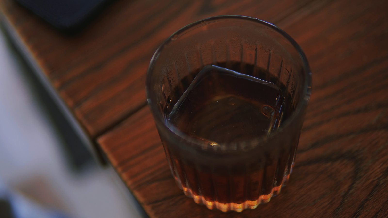 Whisky served on the rocks with large ice