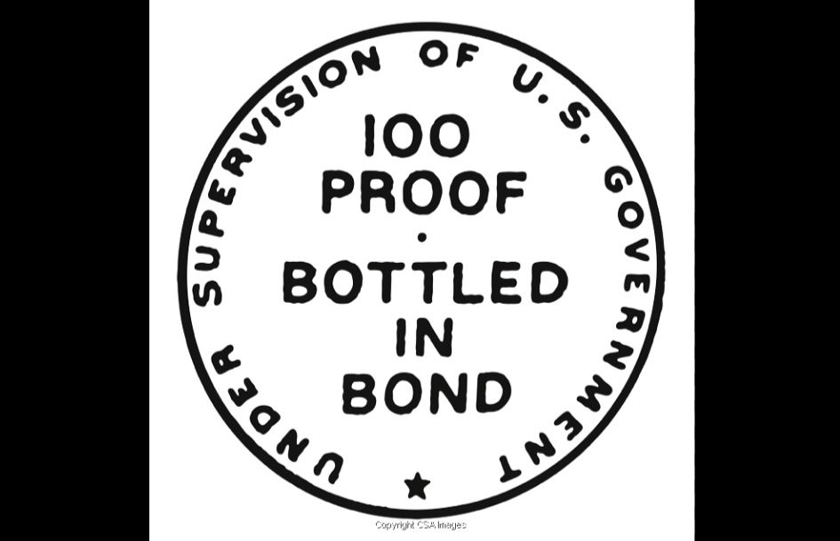 Bottled in Bond whiskey label close up