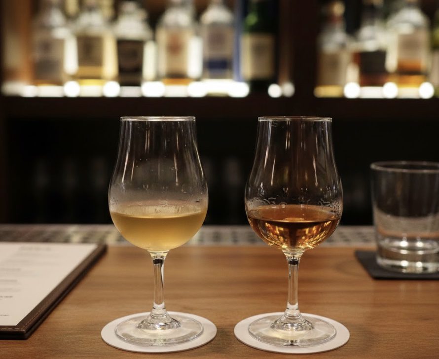 Whisky being filtered through a professional distillery system